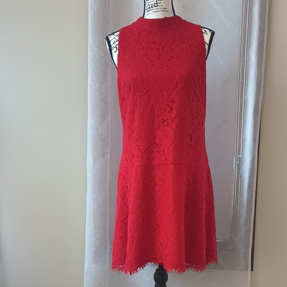 Elegant Red Lace Sleeveless Dress